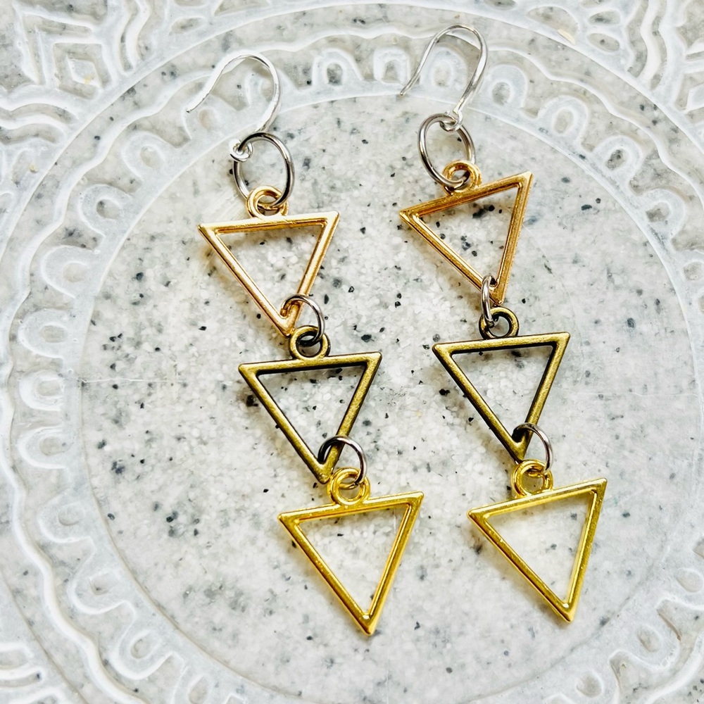 Triangle Hoop Earrings - Handmade by Wandering Bunny LLC